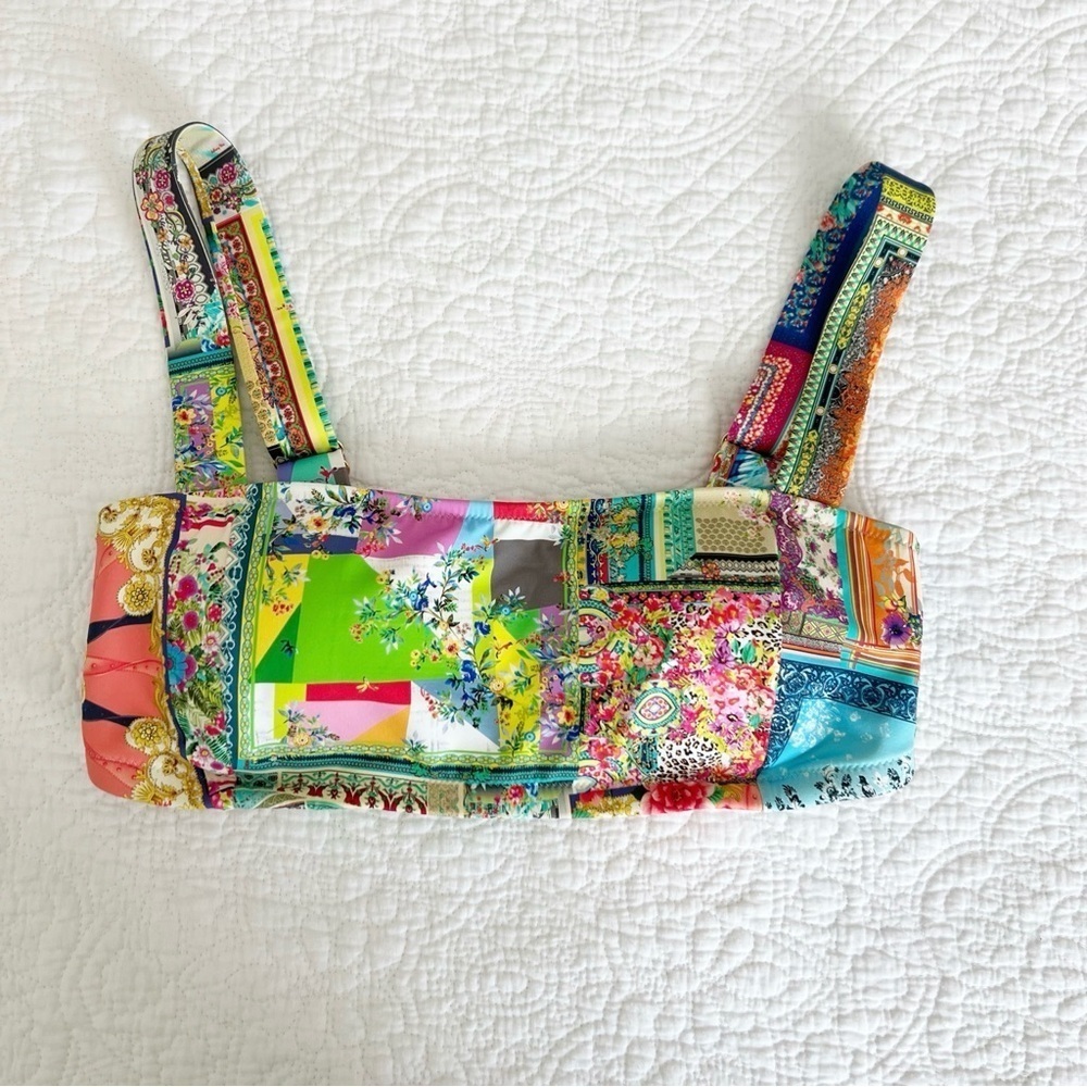 NEW Johnny Was Fae Bandeau Top Patchwork Floral Multicolor Size Small S